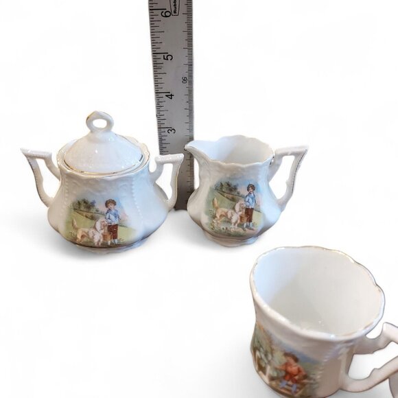 Antique 22-Piece Child Tea Set with Animal Scenes, German Victorian 1880s‎ *See - Picture 14 of 16